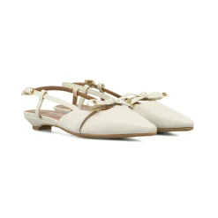 Scarpe slingback da Donna panna con fiocco e tacco basso Lora Ferres
