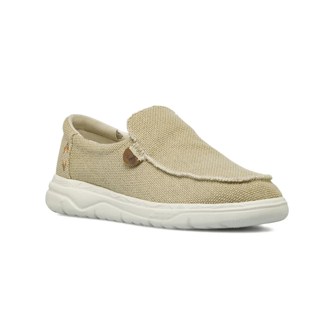 Scarpe Slip-on Beige da Uomo in tessuto con cuciture Americanino