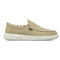 Scarpe Slip-on Beige da Uomo in tessuto con cuciture Americanino