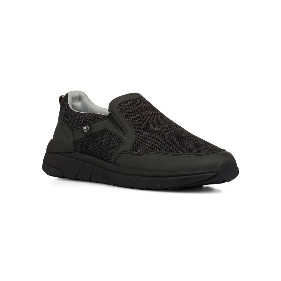 Scarpe slip-on uomo in tessuto nero traspirante con suola flessibile Glams