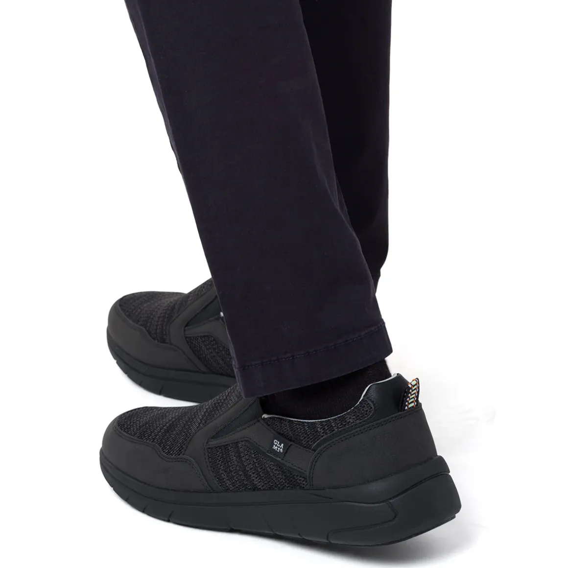 Scarpe slip-on uomo in tessuto nero traspirante con suola flessibile Glams