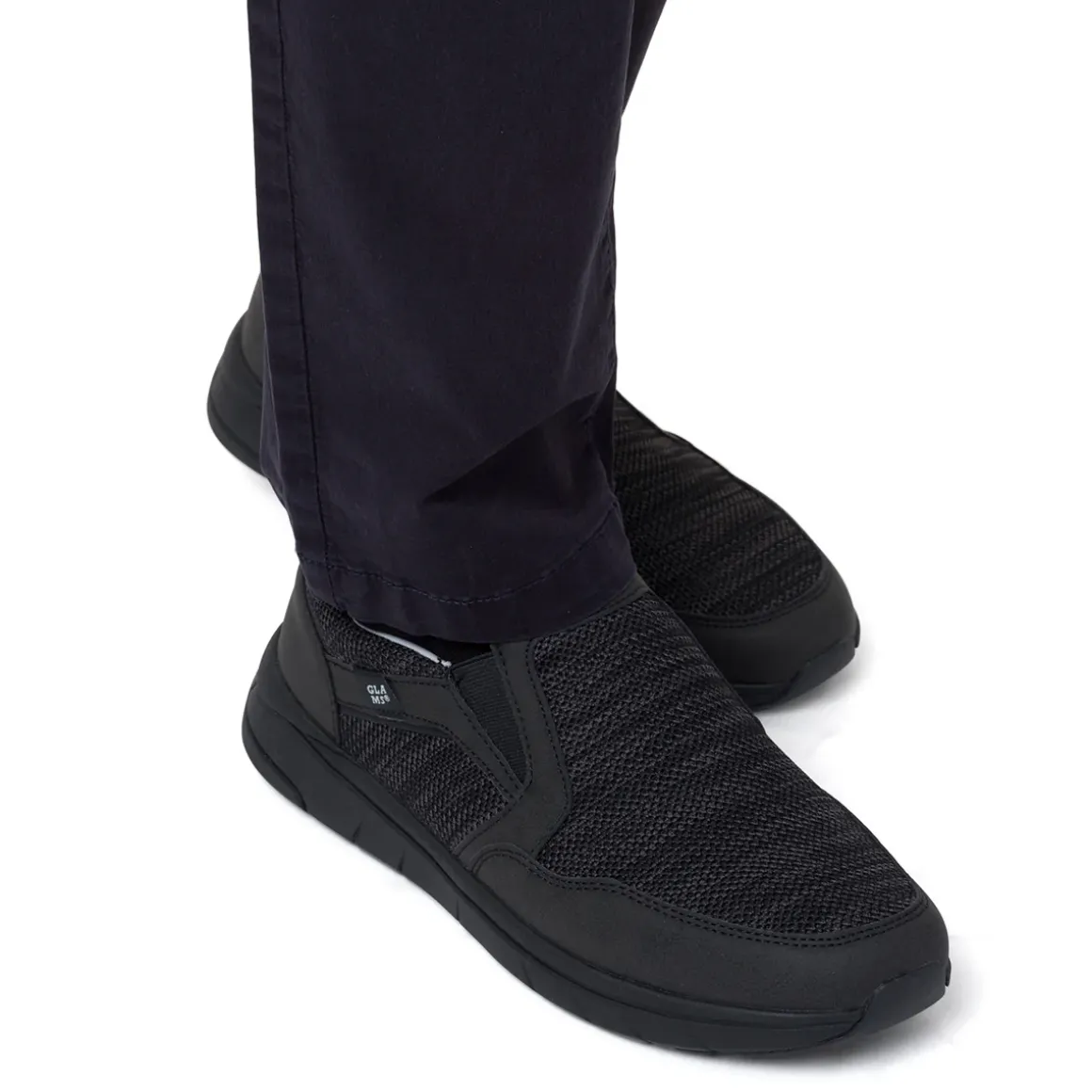 Scarpe slip-on uomo in tessuto nero traspirante con suola flessibile Glams