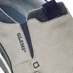 Scarpe Slip-on uomo in tessuto grigio con suola flessibile e dettagli navy Glams
