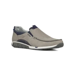 Scarpe Slip-on uomo in tessuto grigio con suola flessibile e dettagli navy Glams