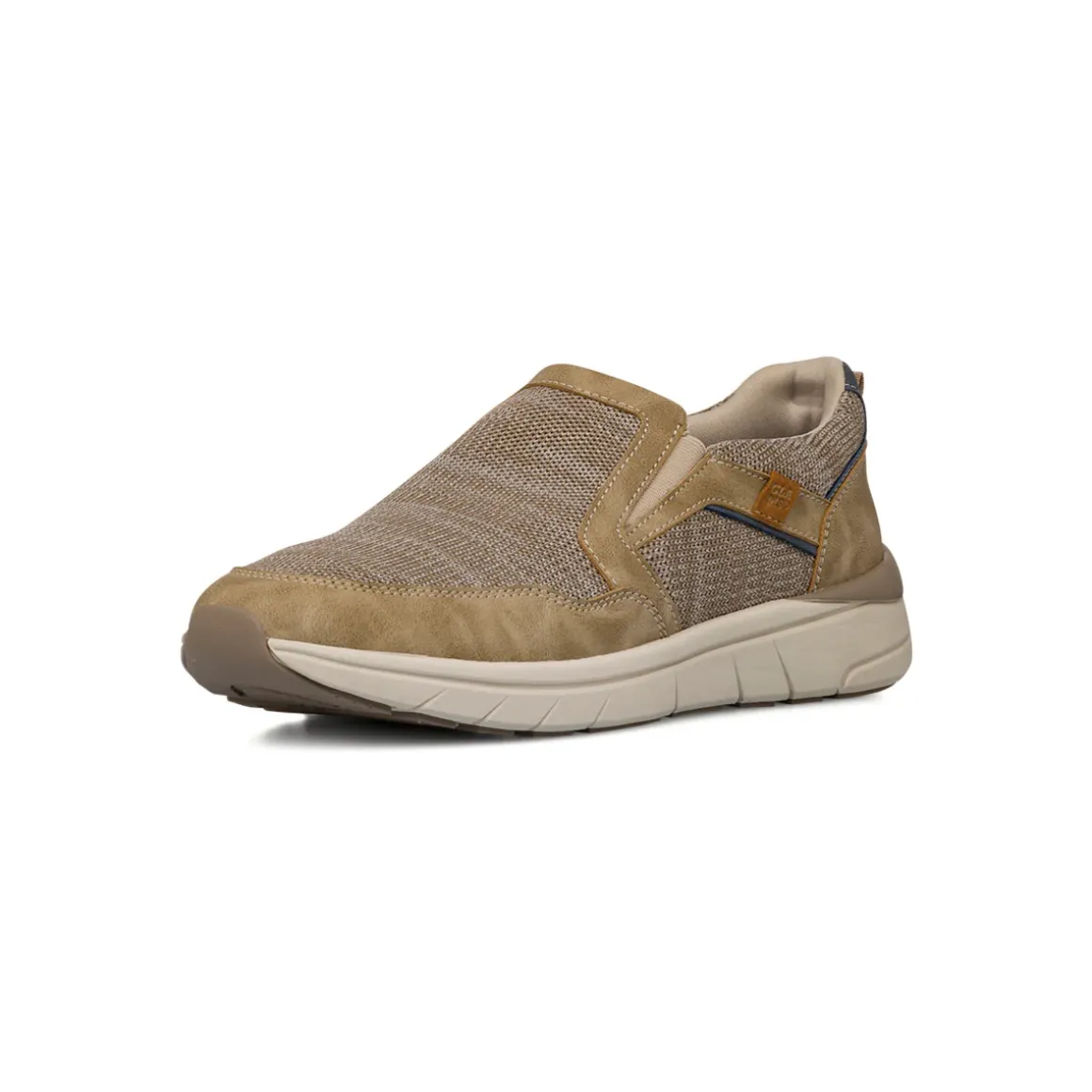Scarpe slip-on uomo in tessuto beige traspirante con suola flessibile Glams