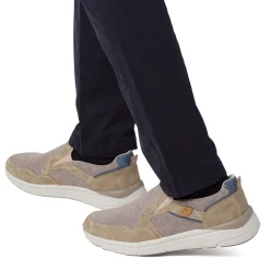 Scarpe slip-on uomo in tessuto beige traspirante con suola flessibile Glams