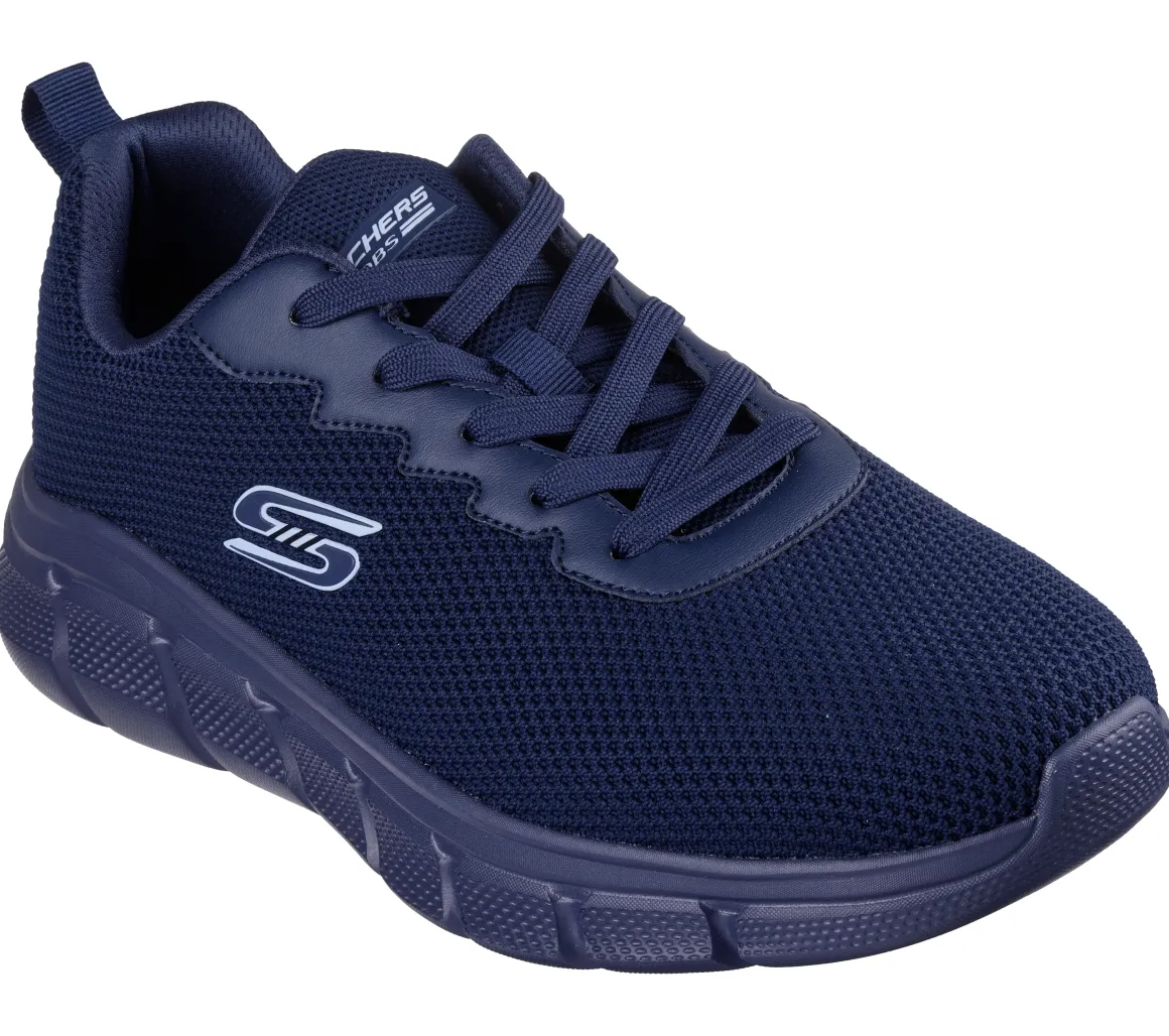 Scarpe sportive blu da uomo in tessuto mesh Skechers Bobs Sport B Flex - Chill Edge
