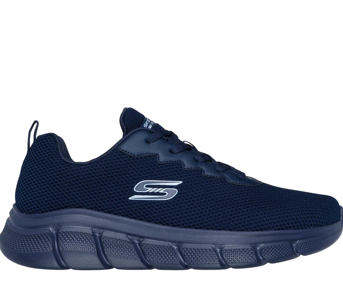 Scarpe sportive blu da uomo in tessuto mesh Skechers Bobs Sport B Flex - Chill Edge