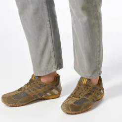 Scarpe stringate verdi da Uomo effetto scamosciato traspirante Geox