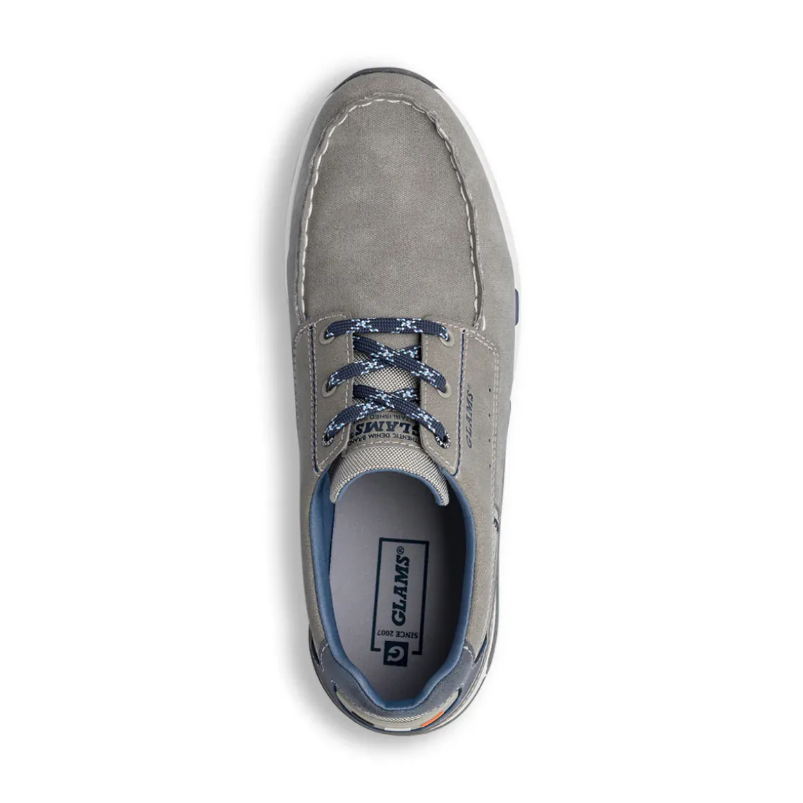 Scarpe Uomo effetto Scamosciato Grigio con suola flessibile e lacci sportivi Glams