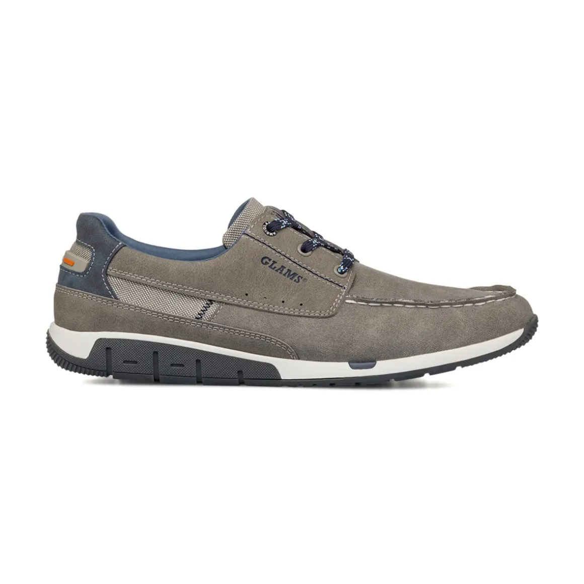 Scarpe Uomo effetto Scamosciato Grigio con suola flessibile e lacci sportivi Glams
