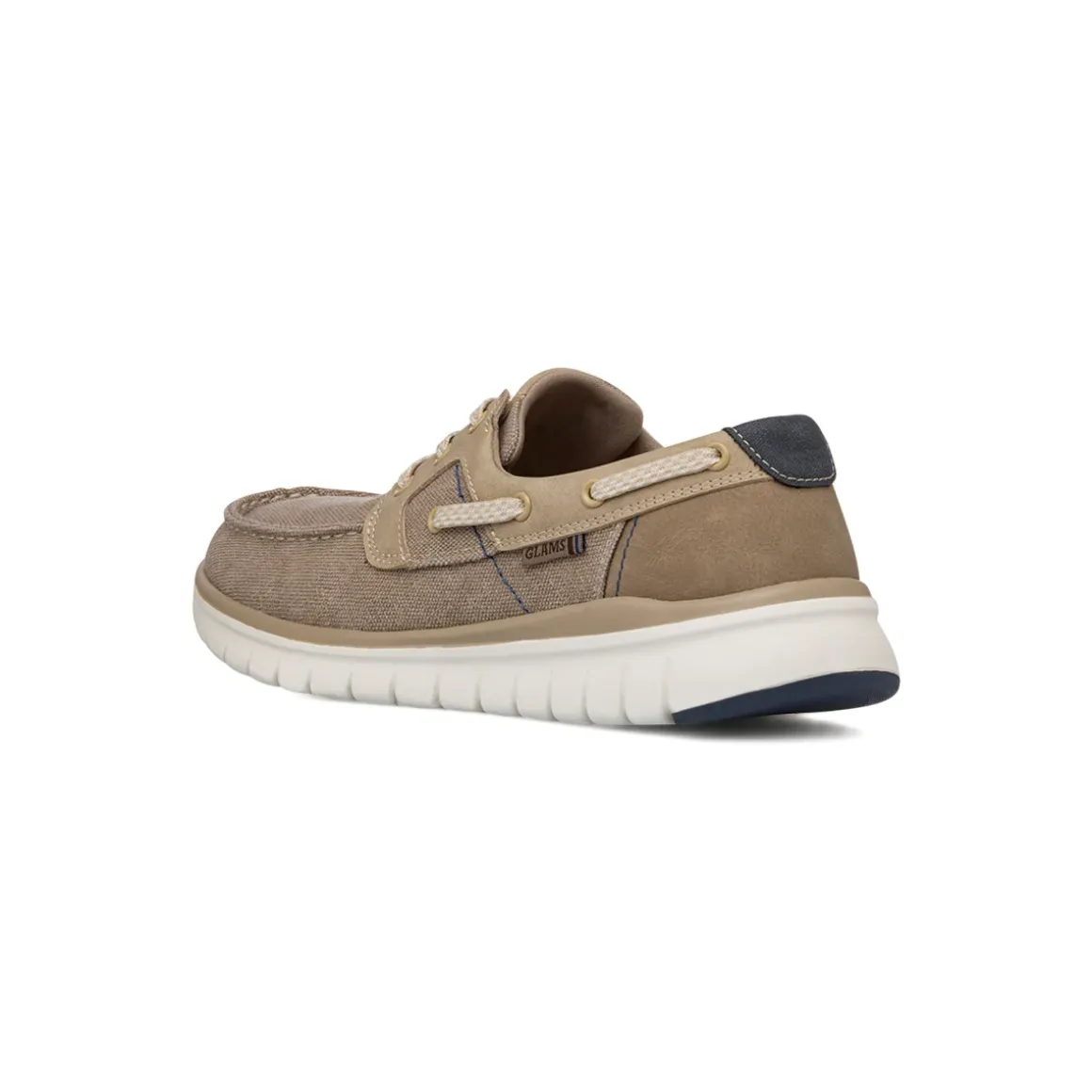 Scarpe Uomo in tessuto Beige con suola flessibile e lacci Glams