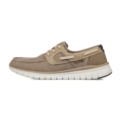 Scarpe Uomo in tessuto Beige con suola flessibile e lacci Glams