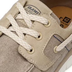 Scarpe Uomo in tessuto Beige con suola flessibile e lacci Glams