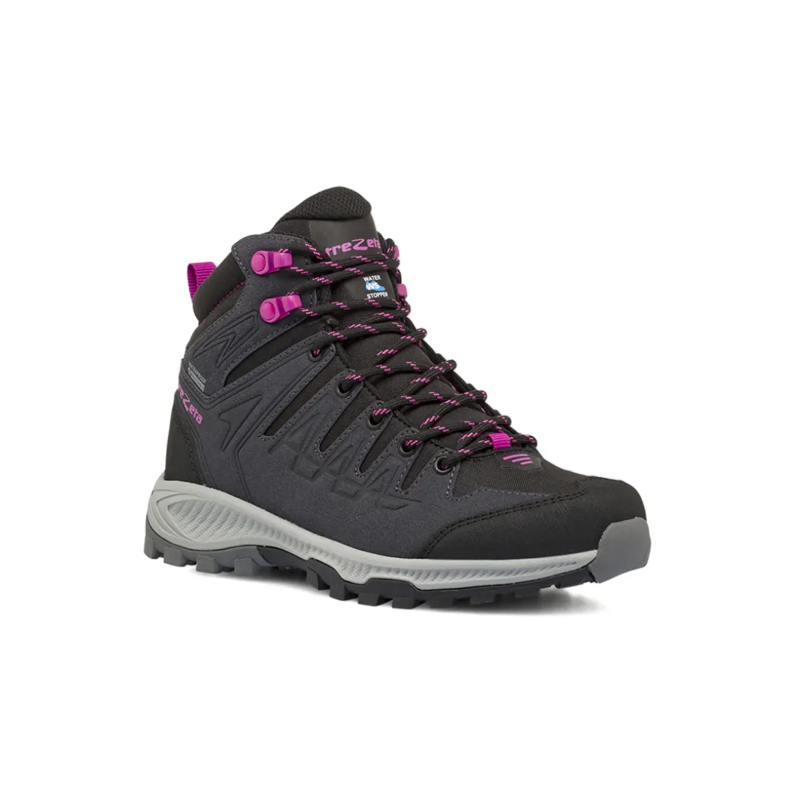 Scarponcini da donna neri per hiking con dettagli rosa Trezeta Rumble Mid W'S