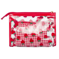 Set Beauty Case rosso con stampa fragole Camomilla Milano