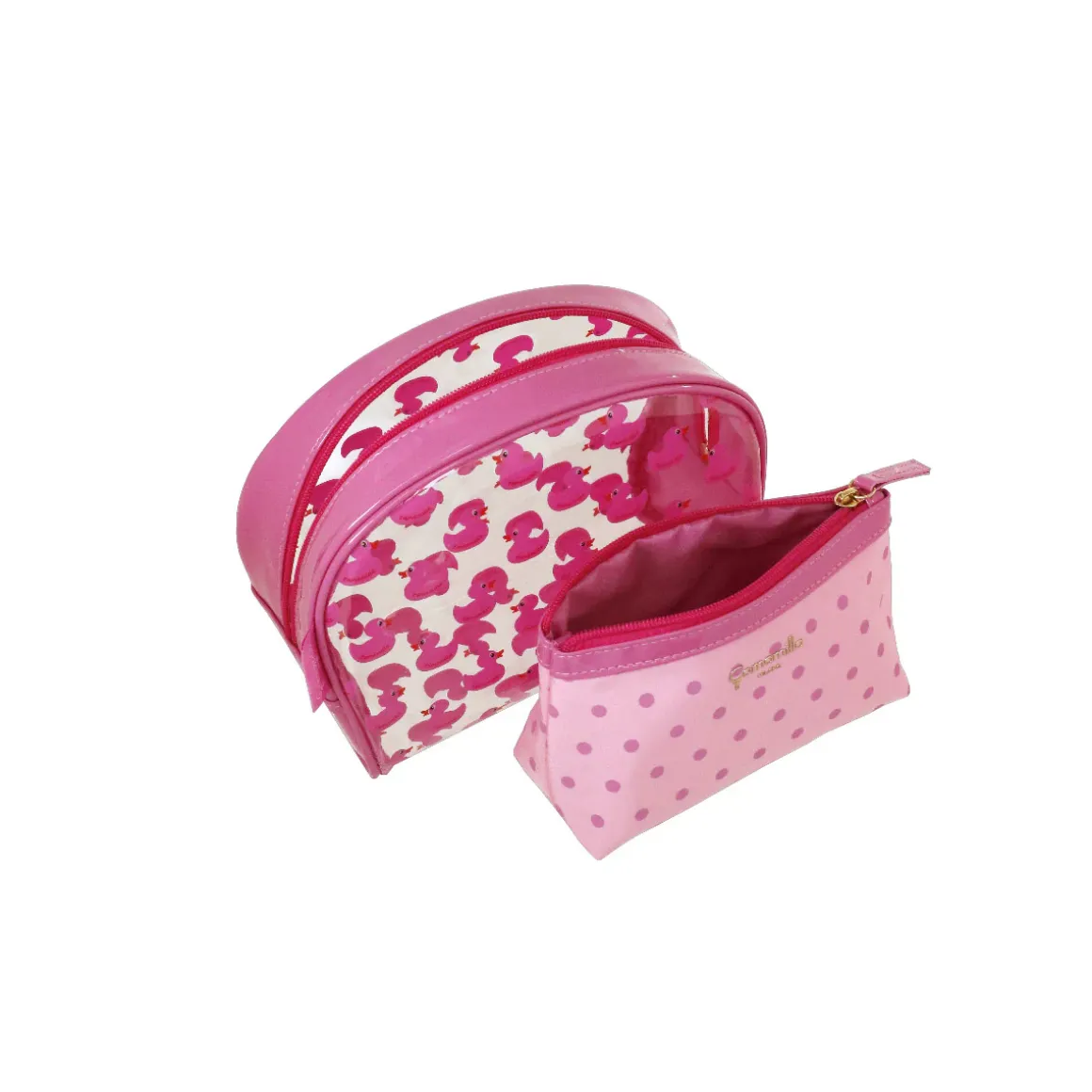 Set di 2 Trousse da viaggio rosa con anatre Camomilla Milano