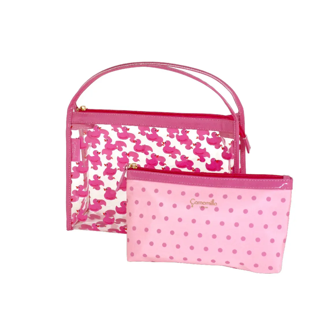 Set Necessaire fuxia da Donna con stampa anatre Camomilla Milano