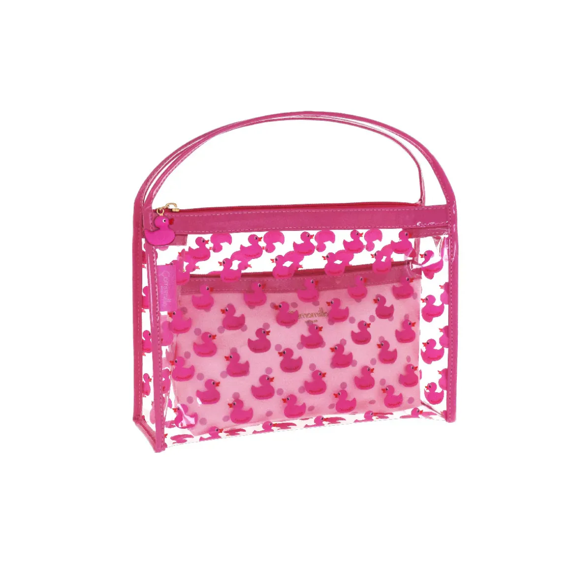 Set Necessaire fuxia da Donna con stampa anatre Camomilla Milano
