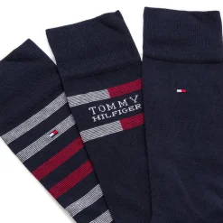 Set 3 paia di calzini Uomo blu Tommy Hilfiger con strisce e logo