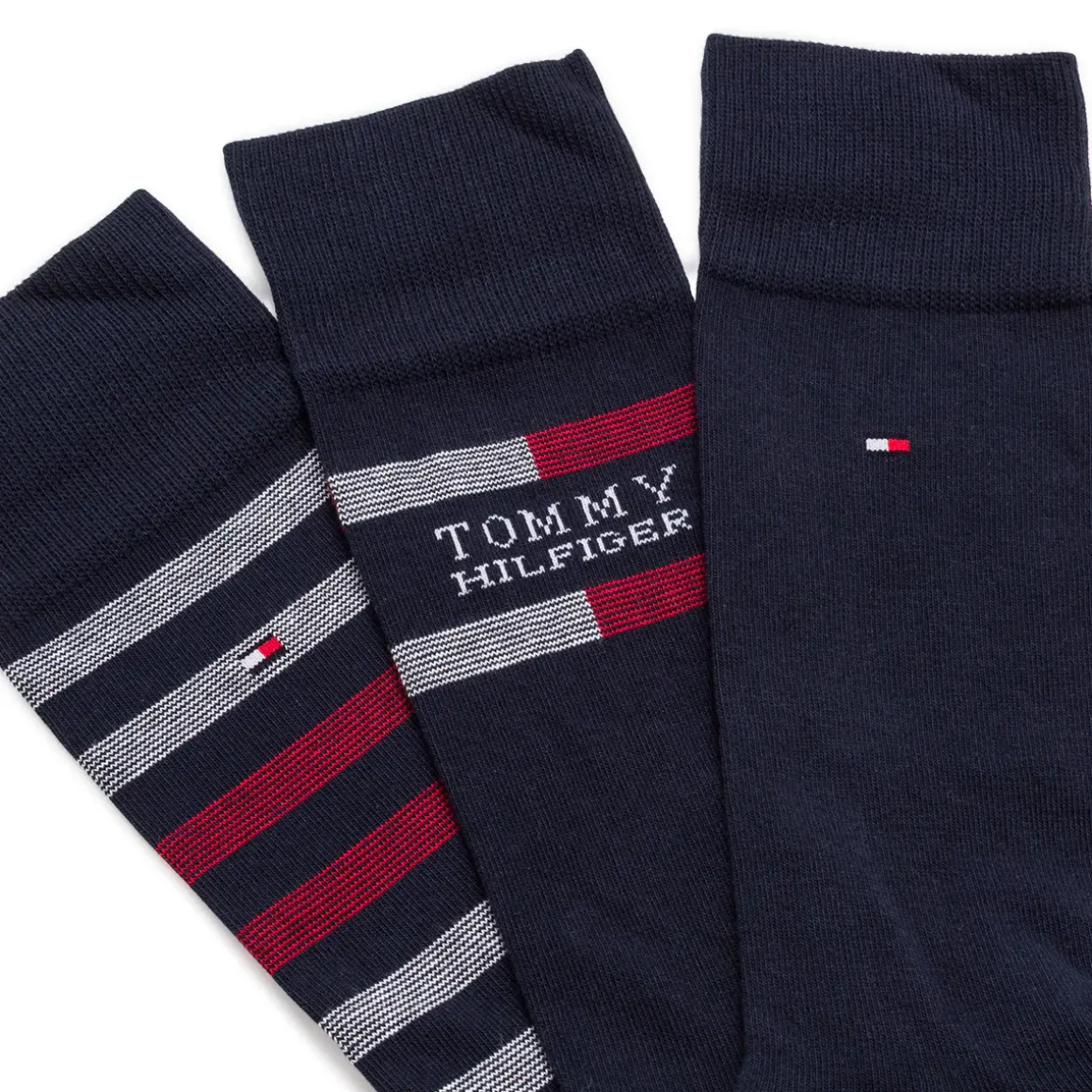 Set 3 paia di calzini Uomo blu Tommy Hilfiger con strisce e logo