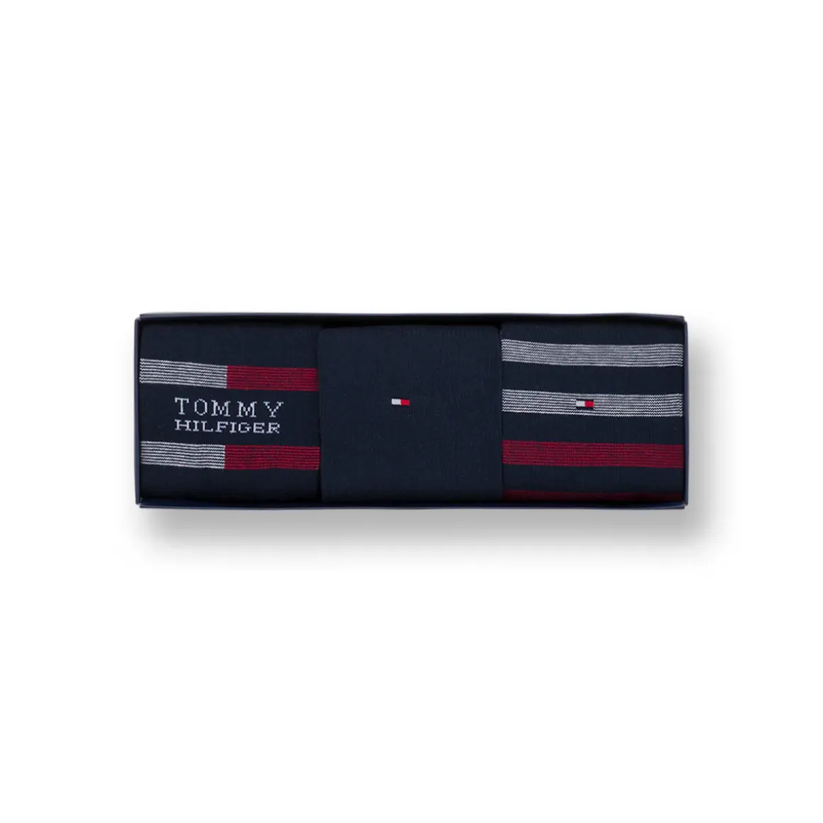 Set 3 paia di calzini Uomo blu Tommy Hilfiger con strisce e logo