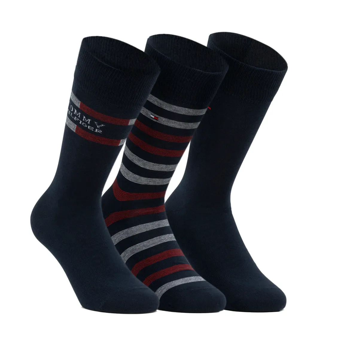 Set 3 paia di calzini Uomo blu Tommy Hilfiger con strisce e logo