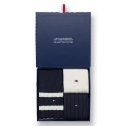Set regalo 3 paia calzini lunghi a costine unisex Tommy Hilfiger blu