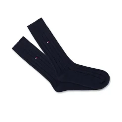 Set regalo 3 paia calzini lunghi a costine unisex Tommy Hilfiger blu