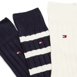 Set regalo 3 paia calzini lunghi a costine unisex Tommy Hilfiger blu