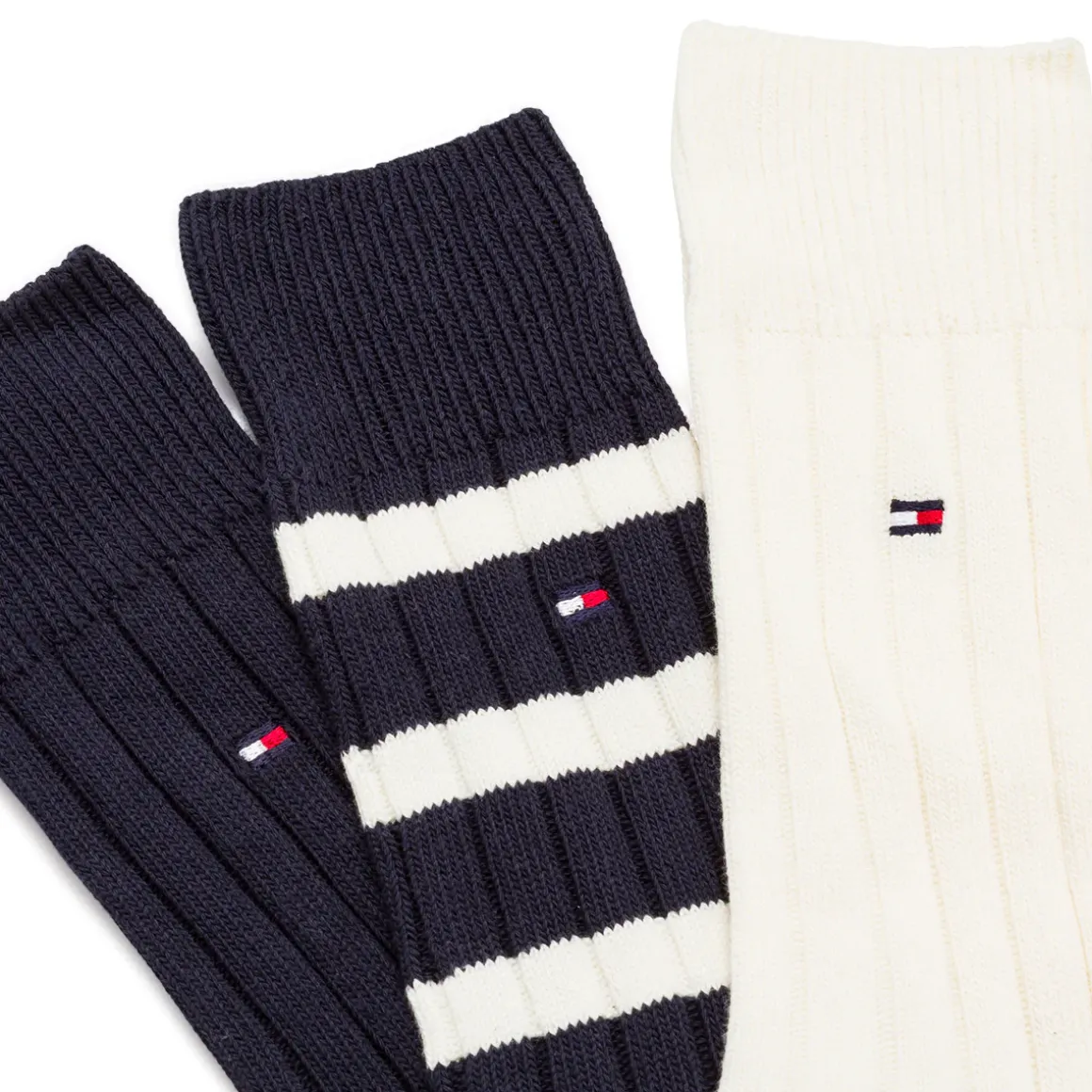 Set regalo 3 paia calzini lunghi a costine unisex Tommy Hilfiger blu