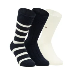 Set regalo 3 paia calzini lunghi a costine unisex Tommy Hilfiger blu