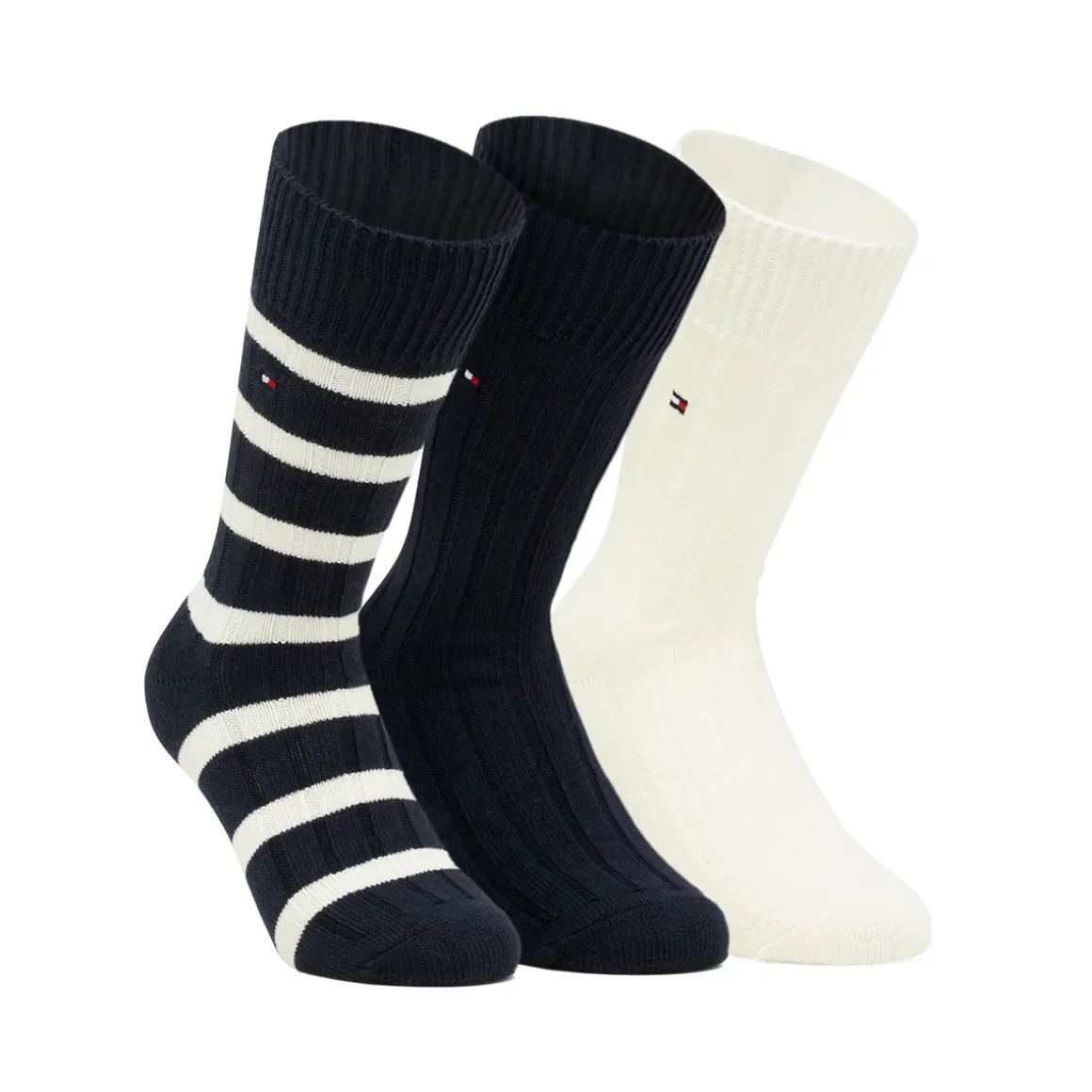 Set regalo 3 paia calzini lunghi a costine unisex Tommy Hilfiger blu