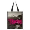 Shopper media nera con stampa Tokyo e scritta fucsia PittaRosso