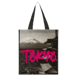 Shopper media nera con stampa Tokyo e scritta fucsia PittaRosso