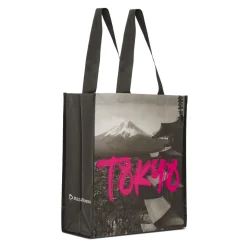 Shopper media nera con stampa Tokyo e scritta fucsia PittaRosso