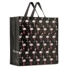 Shopper natalizia nera grande in TNT con grafica fenicotteri