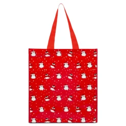 Shopper natalizia rossa media in TNT con grafica Pinguini