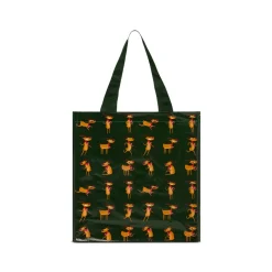 Shopper natalizia verde piccola in TNT con grafica renne