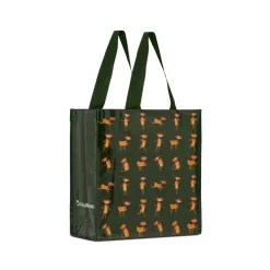 Shopper natalizia verde piccola in TNT con grafica renne