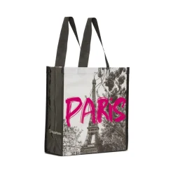 Shopper piccola nera con stampa Parigi e Torre Eiffel PittaRosso