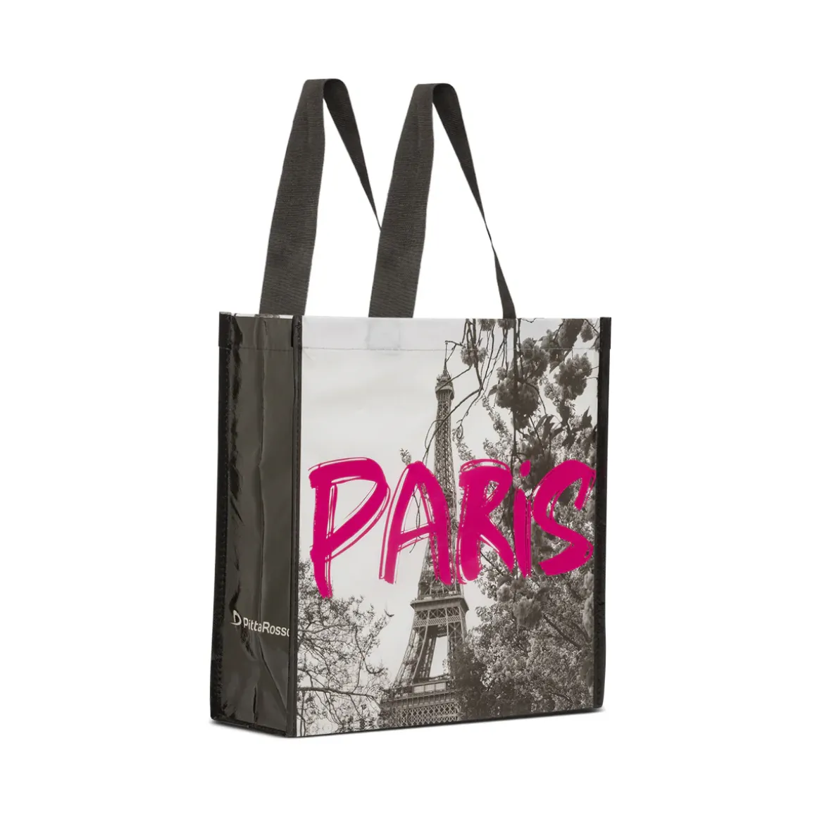 Shopper piccola nera con stampa Parigi e Torre Eiffel PittaRosso