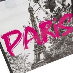 Shopper piccola nera con stampa Parigi e Torre Eiffel PittaRosso