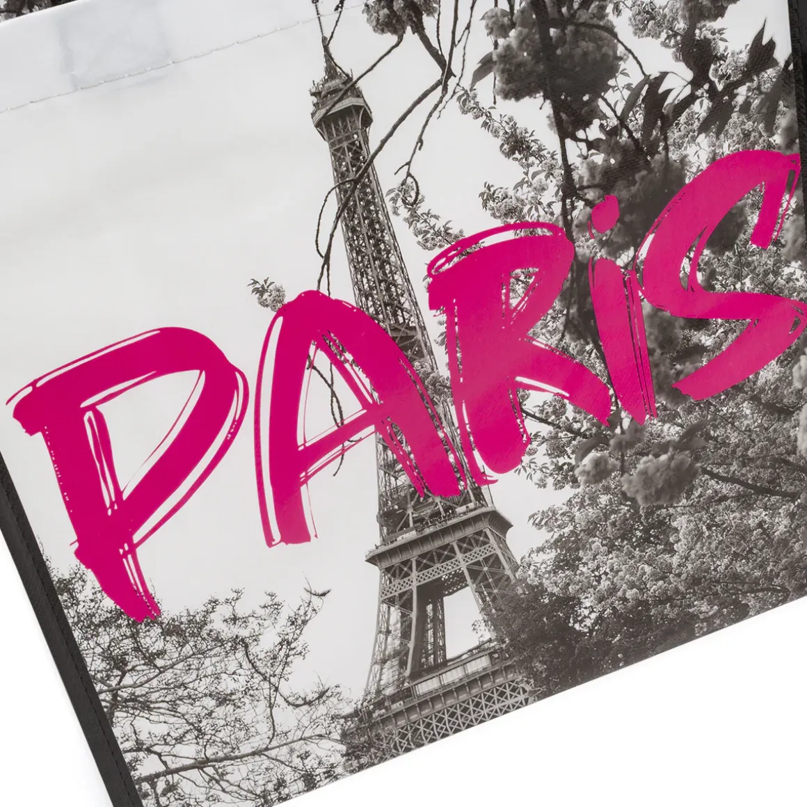 Shopper piccola nera con stampa Parigi e Torre Eiffel PittaRosso