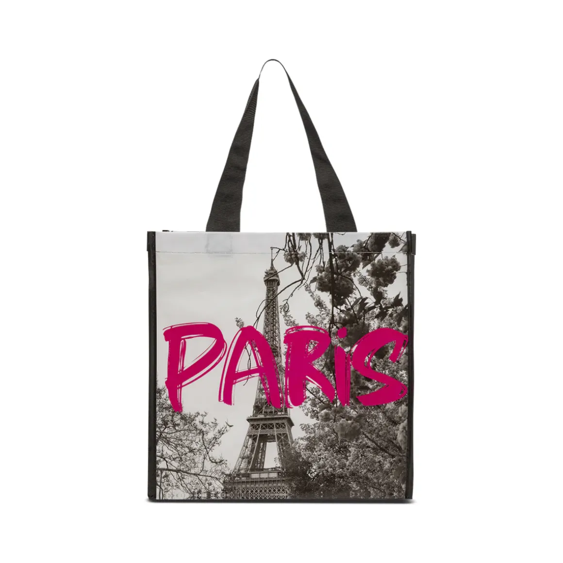 Shopper piccola nera con stampa Parigi e Torre Eiffel PittaRosso