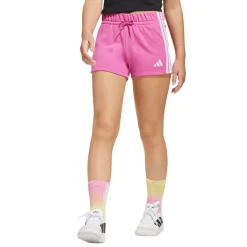 Shorts in cotone fucsia da Bambina con bande laterali adidas