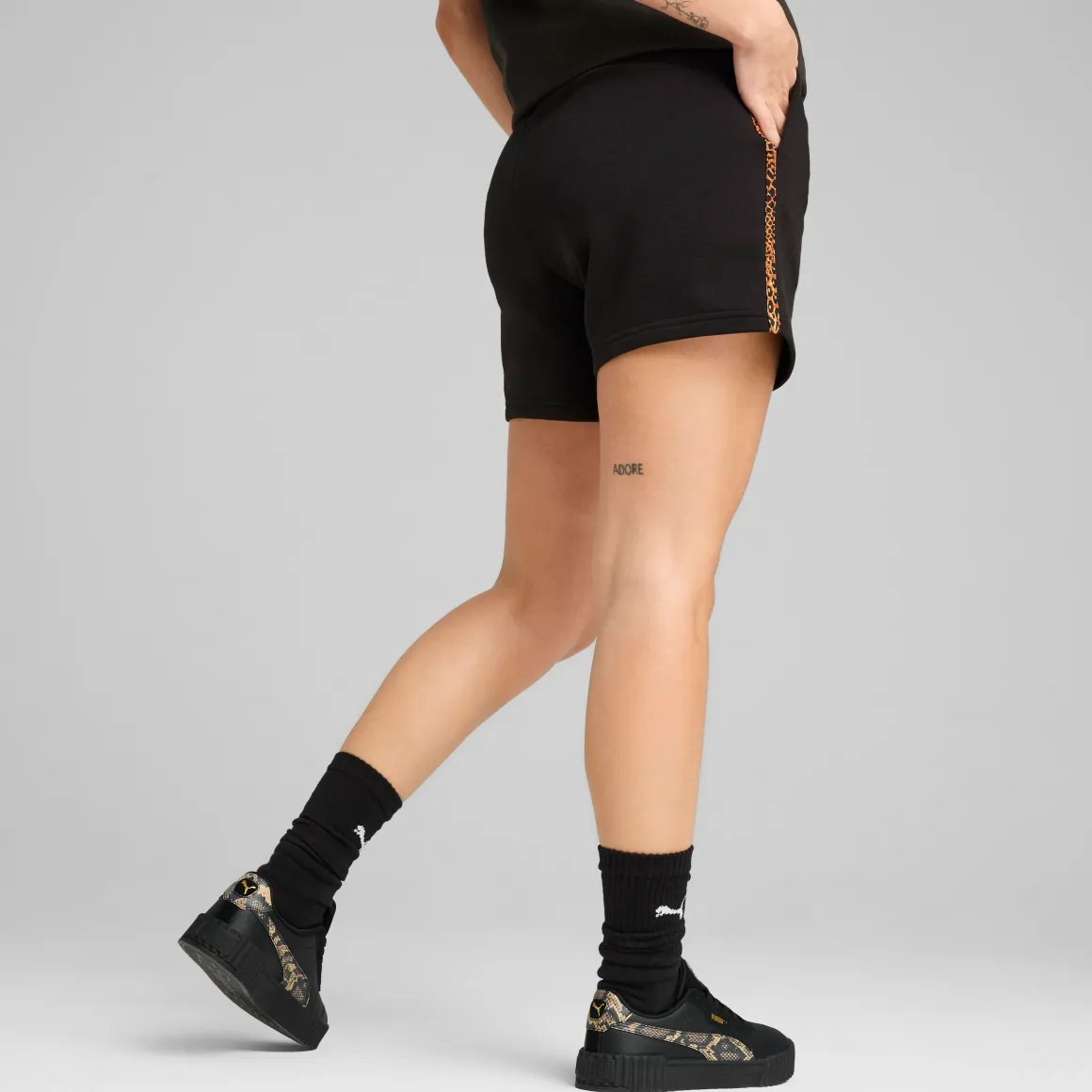 Shorts neri da Donna con banda leopardata ESS GRAPHIC ANIMAL Puma