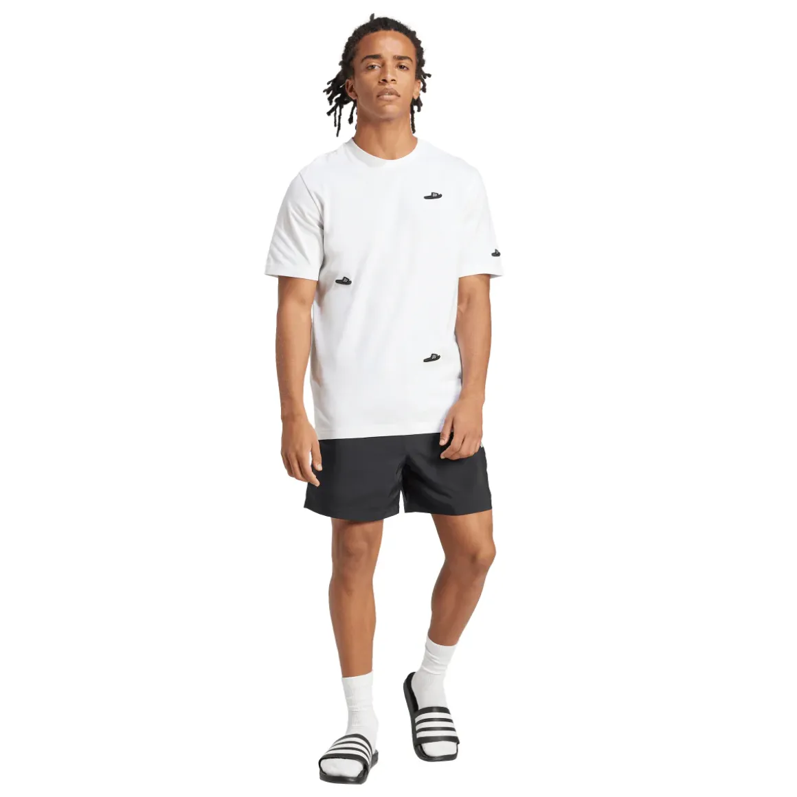 Shorts neri da Uomo sportivi con logo e vita elastica adidas