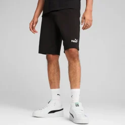 Shorts sportivi da uomo neri con logo bianco a contrasto Puma