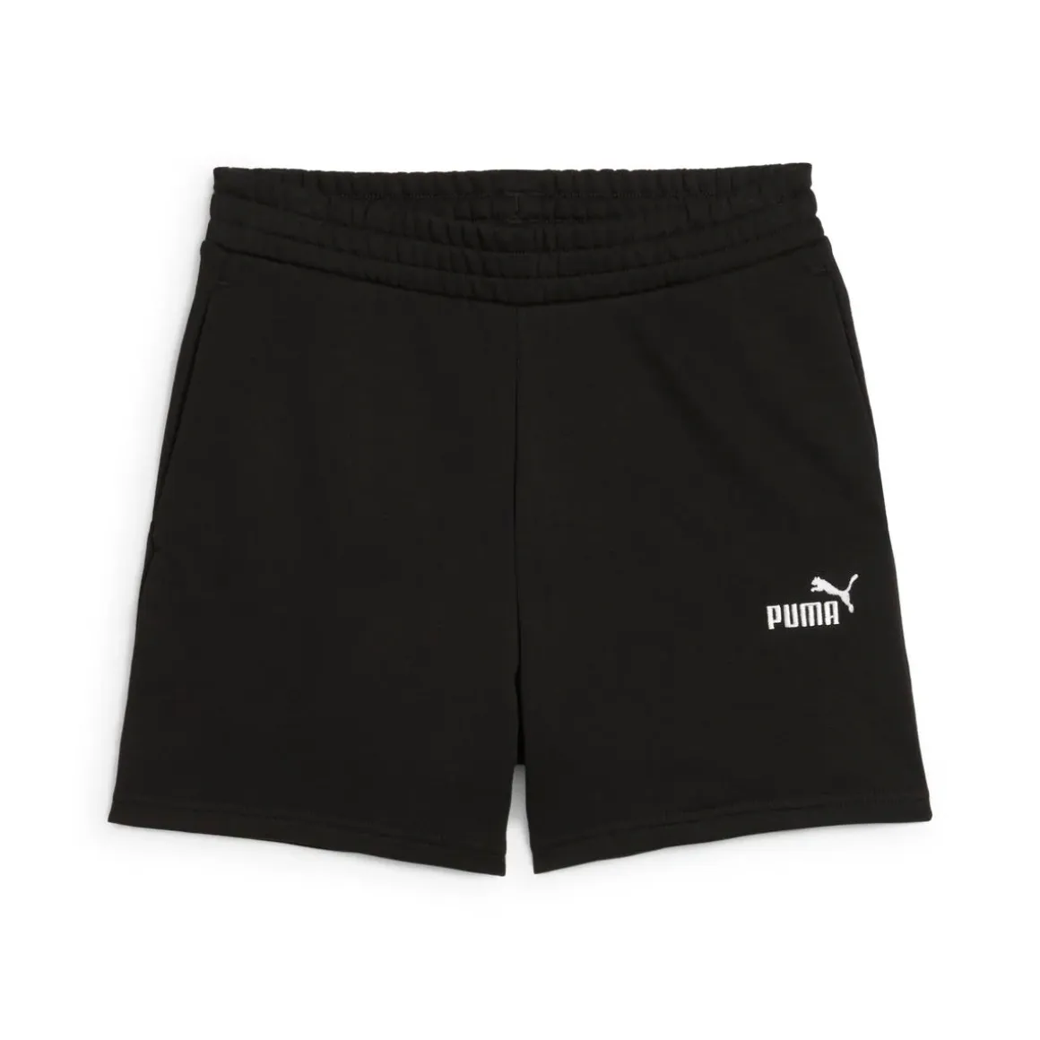 Shorts sportivi donna neri con logo bianco e tasche laterali Puma